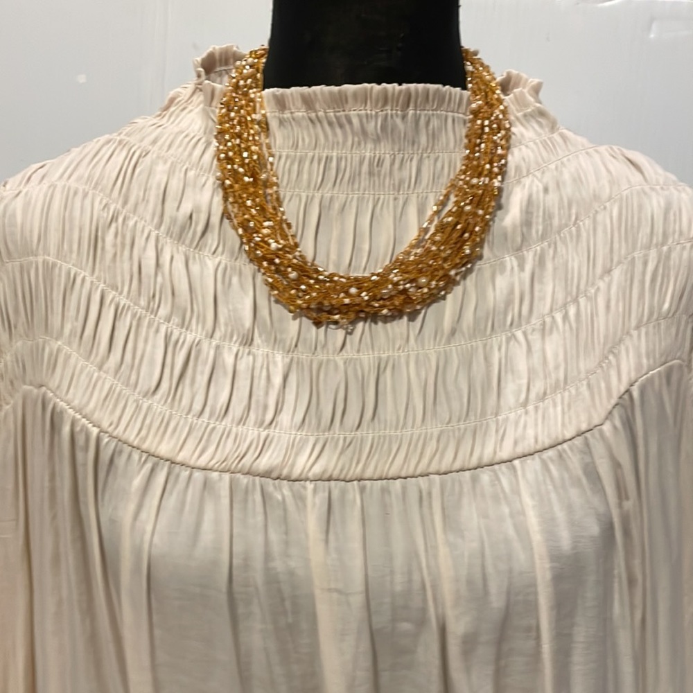 Beautiful Multi Rust Thread Beaded Necklace Multi seed beads-cream browns